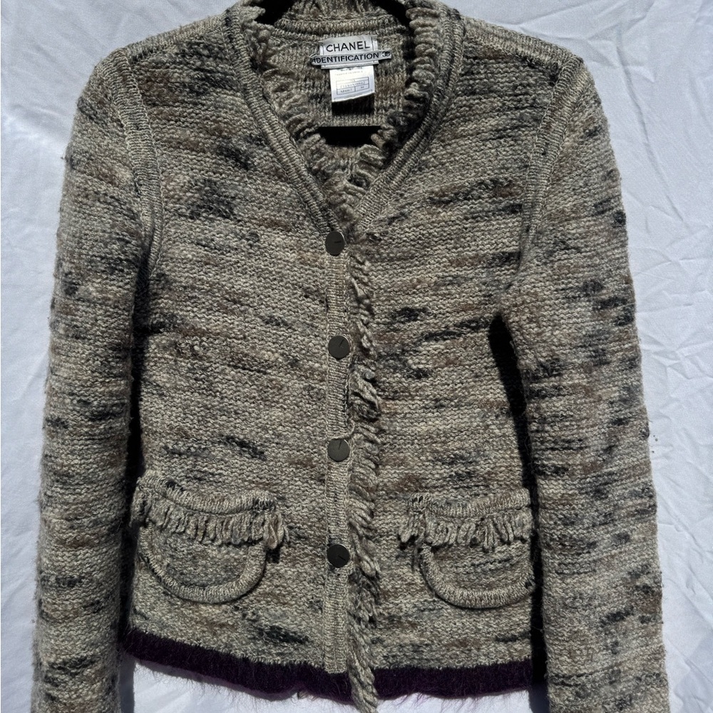 Vintage CHANEL Textured Gray and Purple Jacket